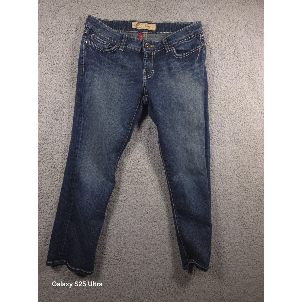 BKE Jeans Womens 29 Sabrina Flare Distressed Faded Whiskers Stretch Denim